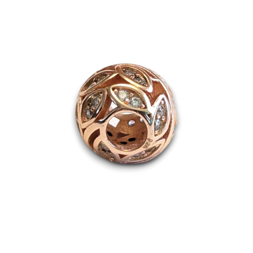 Cubic Zirconia Leaf Bead Charm