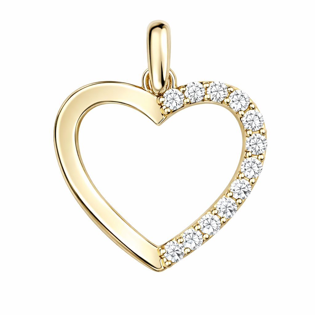 Cubic Zirconia Open Heart Pendant Necklace