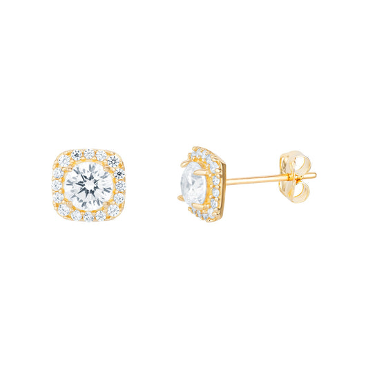 Cushion Halo Stud Earrings
