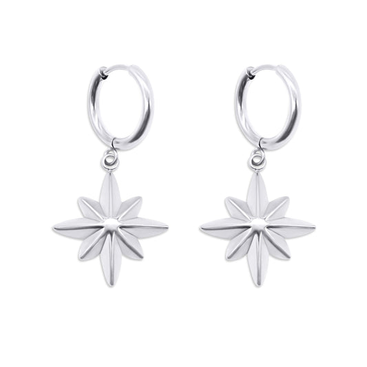 Celeste North Star Hoop Earrings