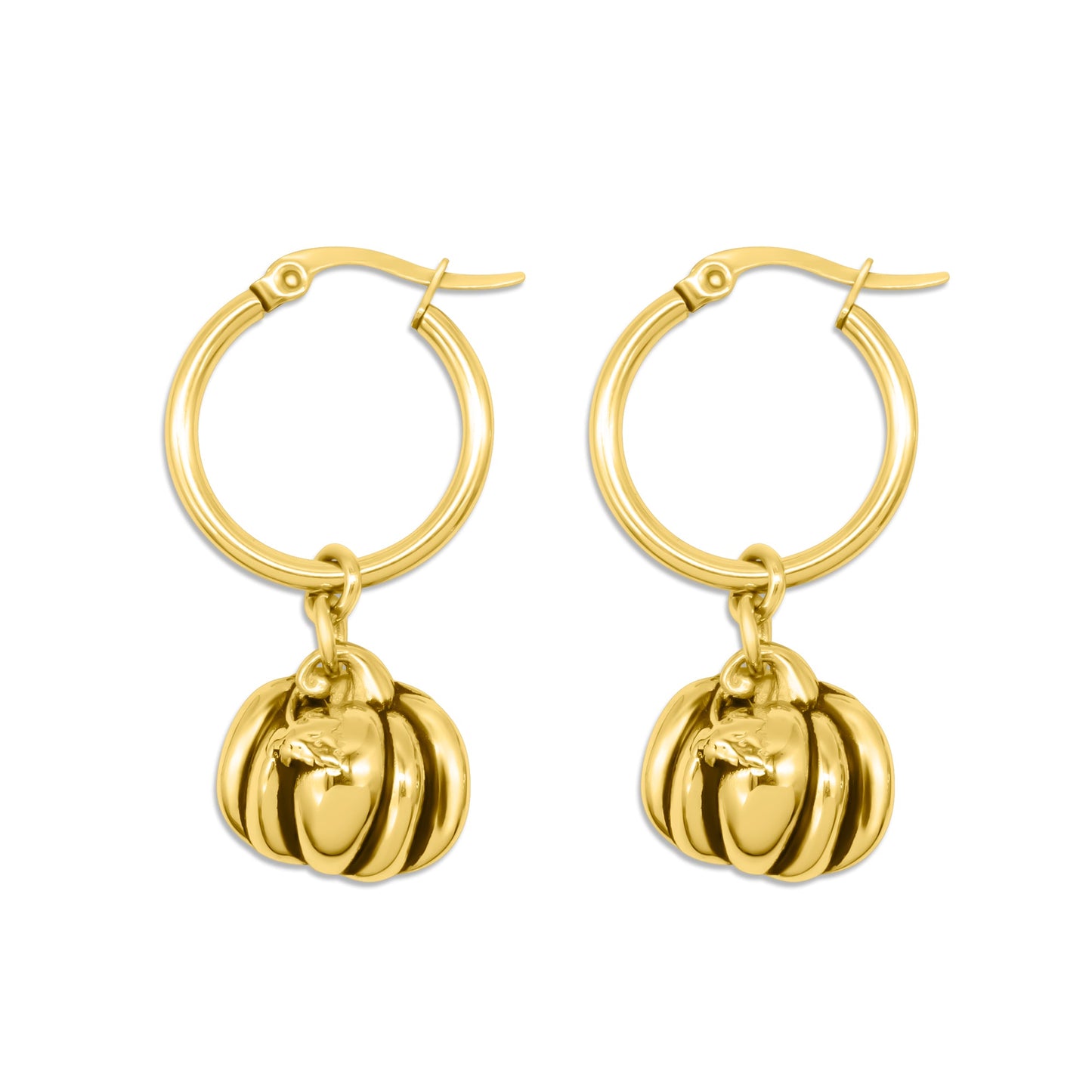Pumpkin Hoop Gold Earrings