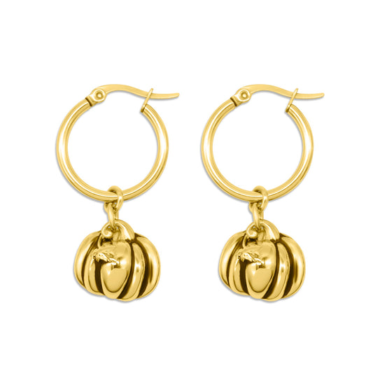 Pumpkin Hoop Gold Earrings