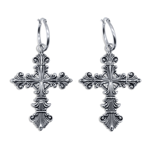 Lament Cross Hoop Earrings