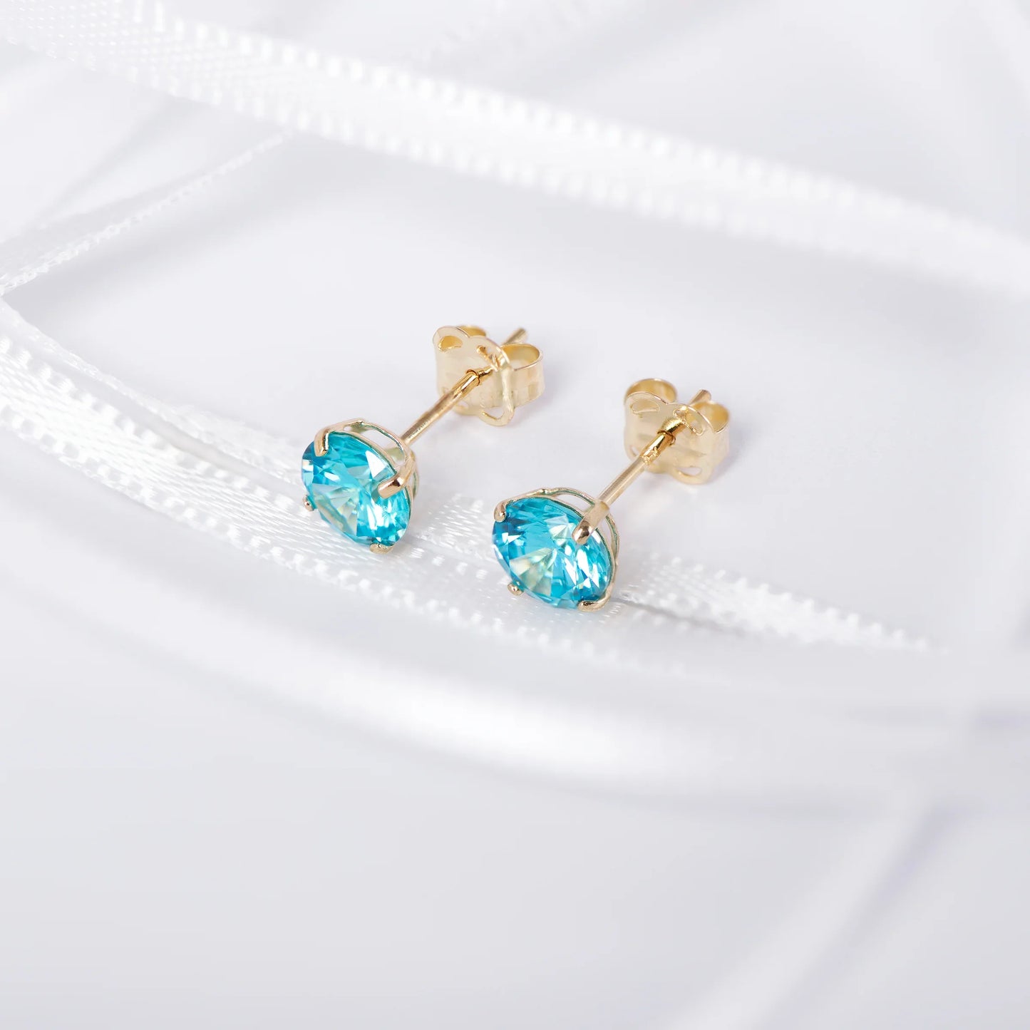 December Birthstone Blue Topaz Stud Earrings