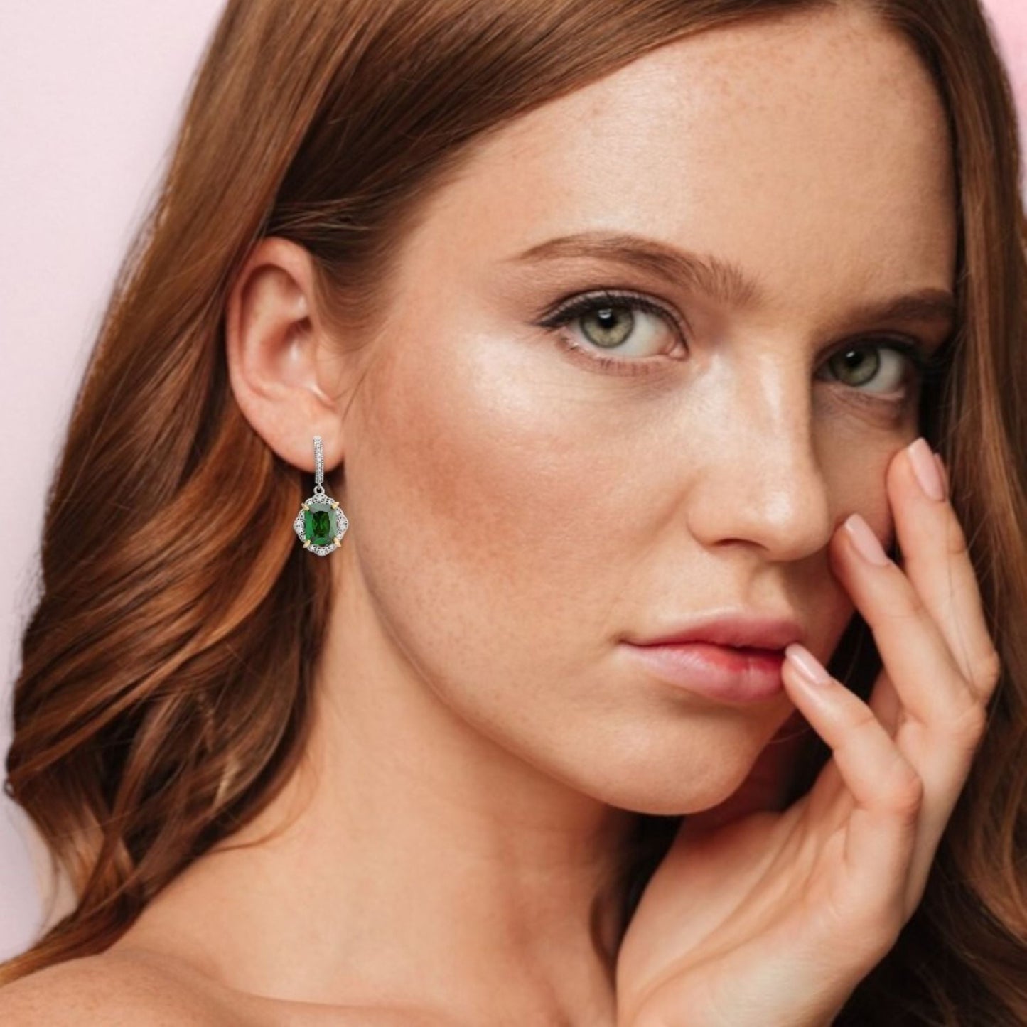Emerald Cubic Zirconia Drop Earrings
