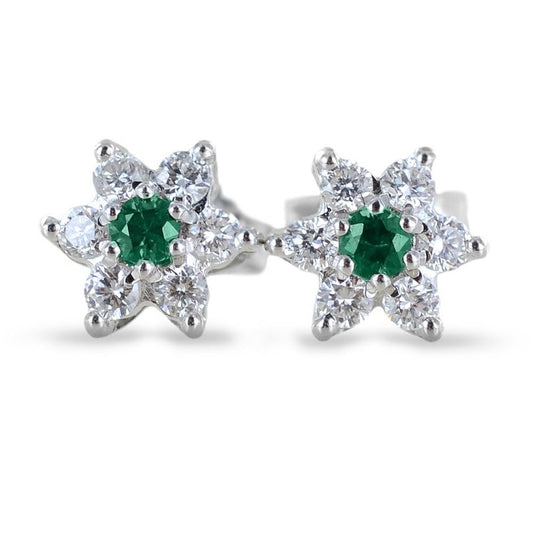 Emerald Flower Stud Earrings