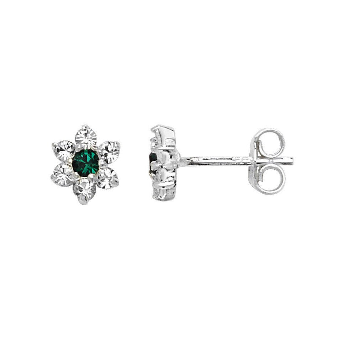 Emerald Flower Stud Earrings
