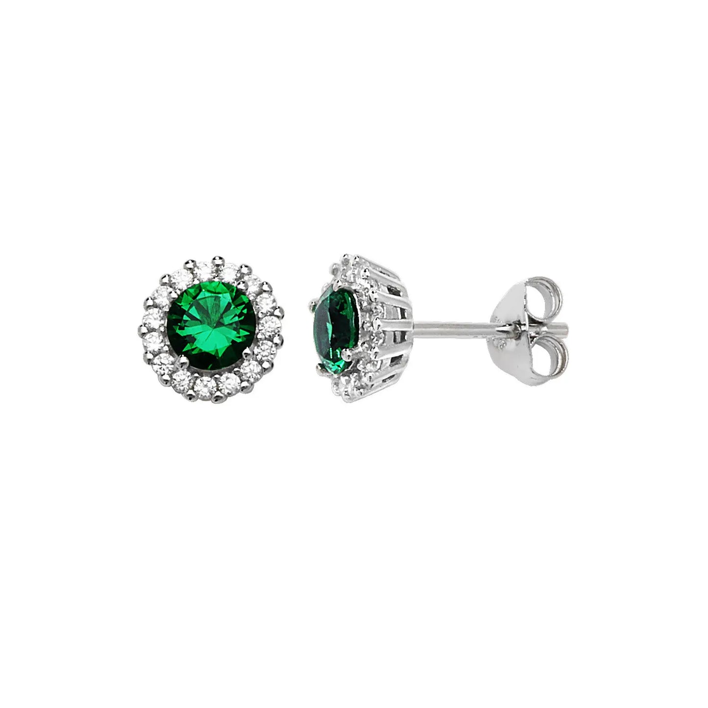 Emerald Halo Stud Earrings