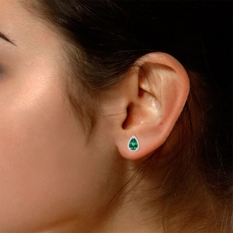 Emerald Teardrop Cubic Zirconia Earrings