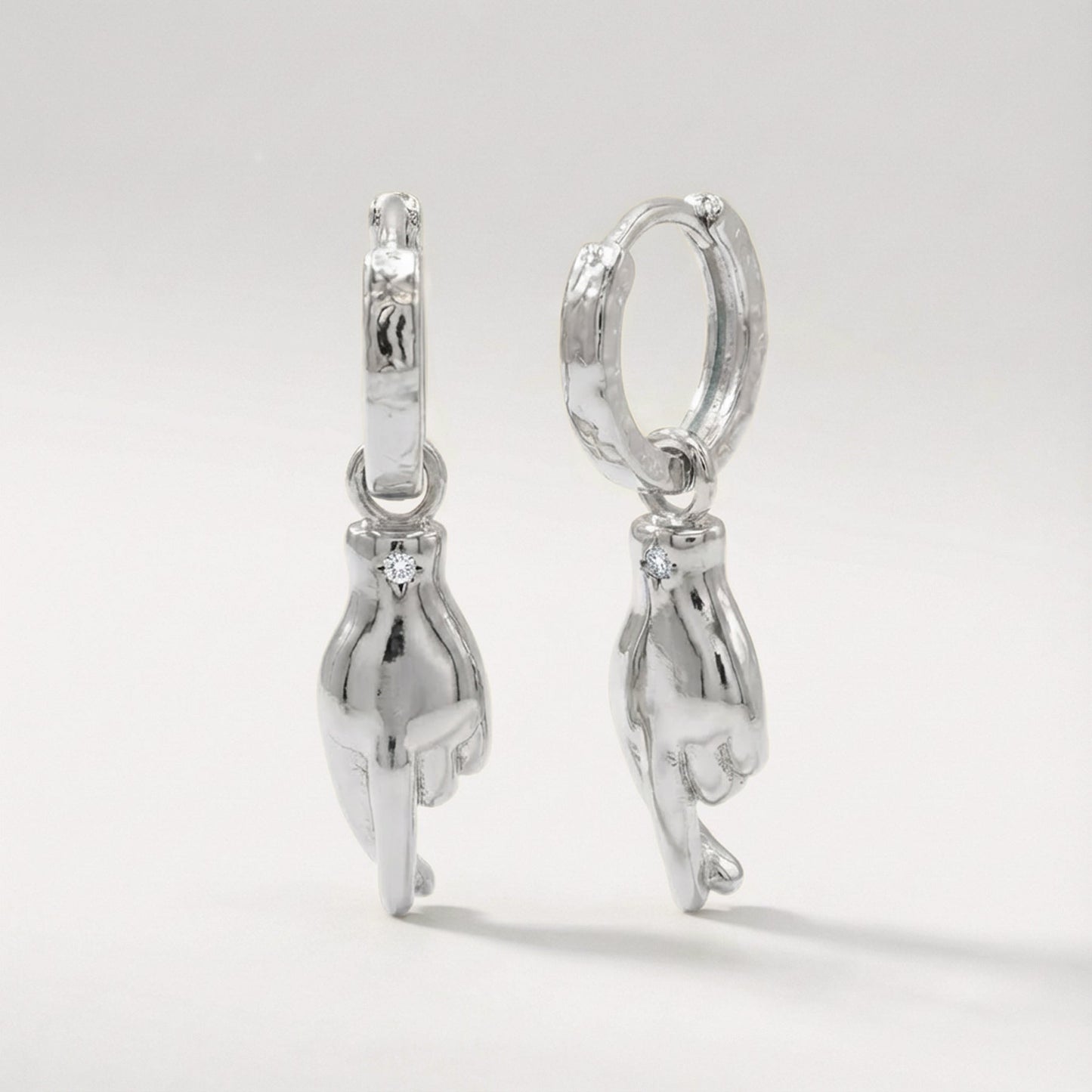 Faye Fingers Crossed Huggies | 925 Sterling Silver