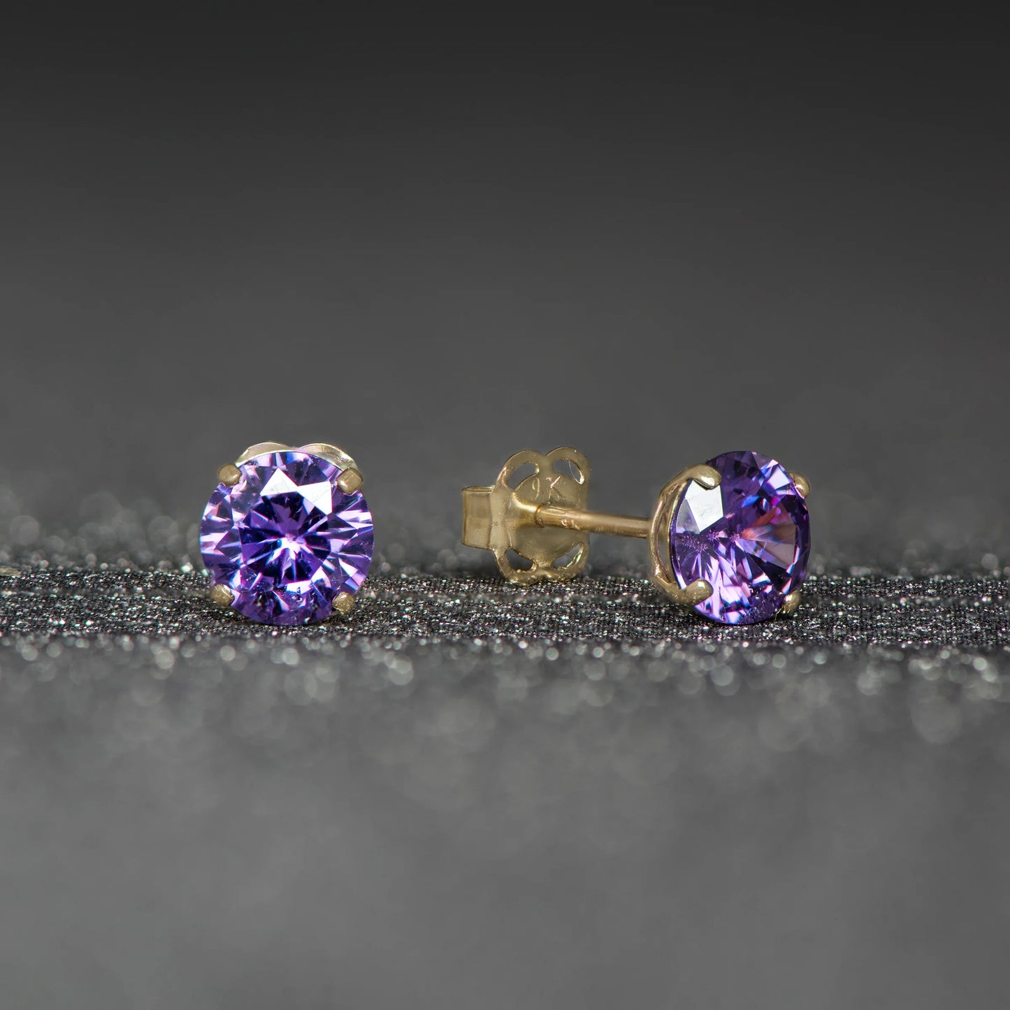 February Birthstone Amethyst Stud Earrings