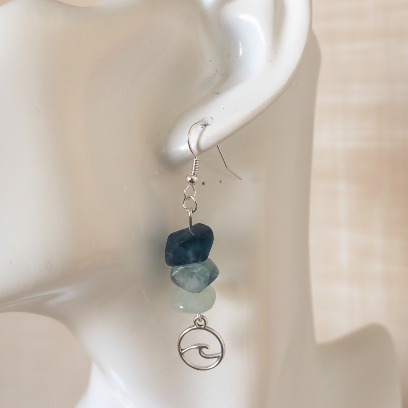 Sea Wave Fluorite Dangle Earrings