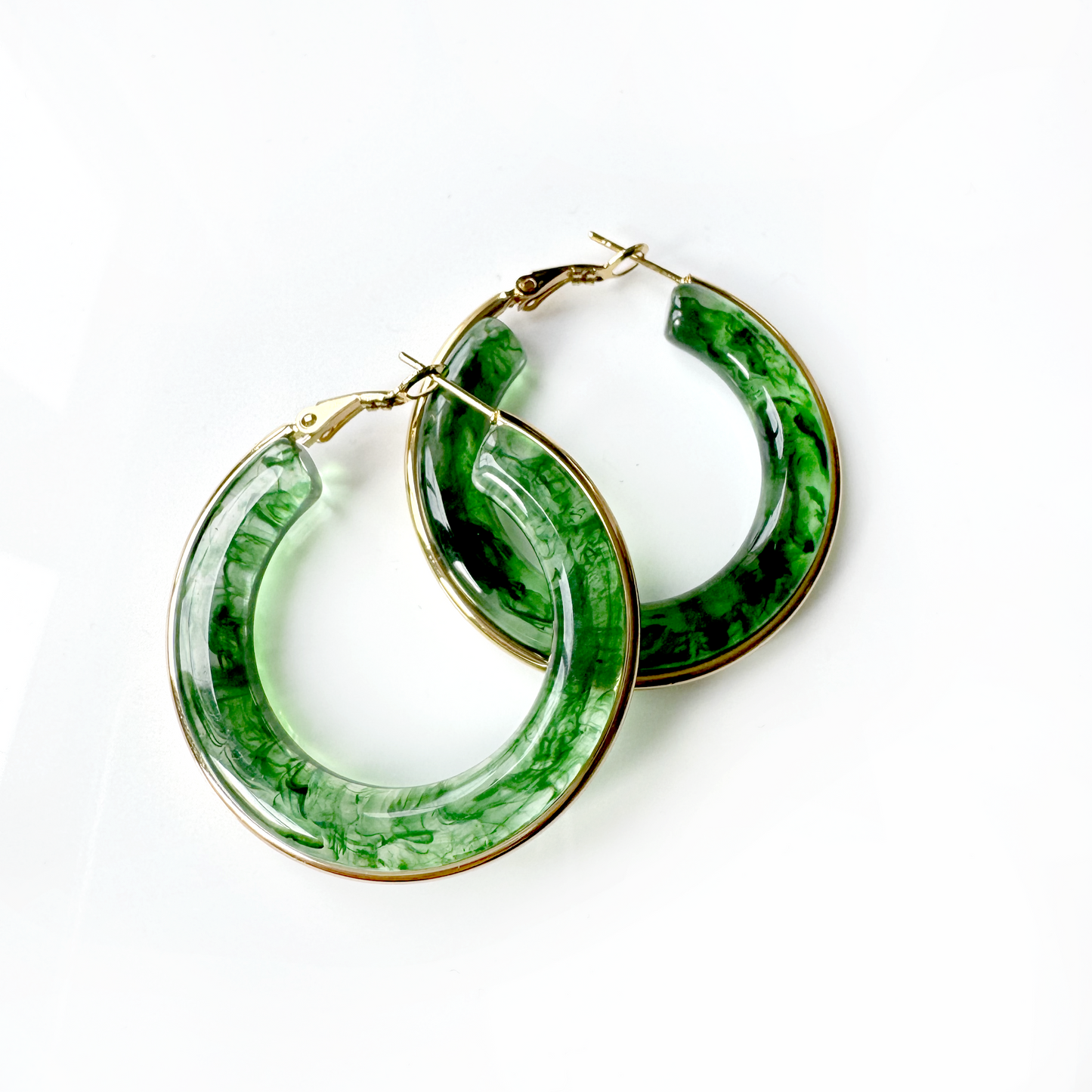 Oreilia Green Semi Transparent Hoop Earrings