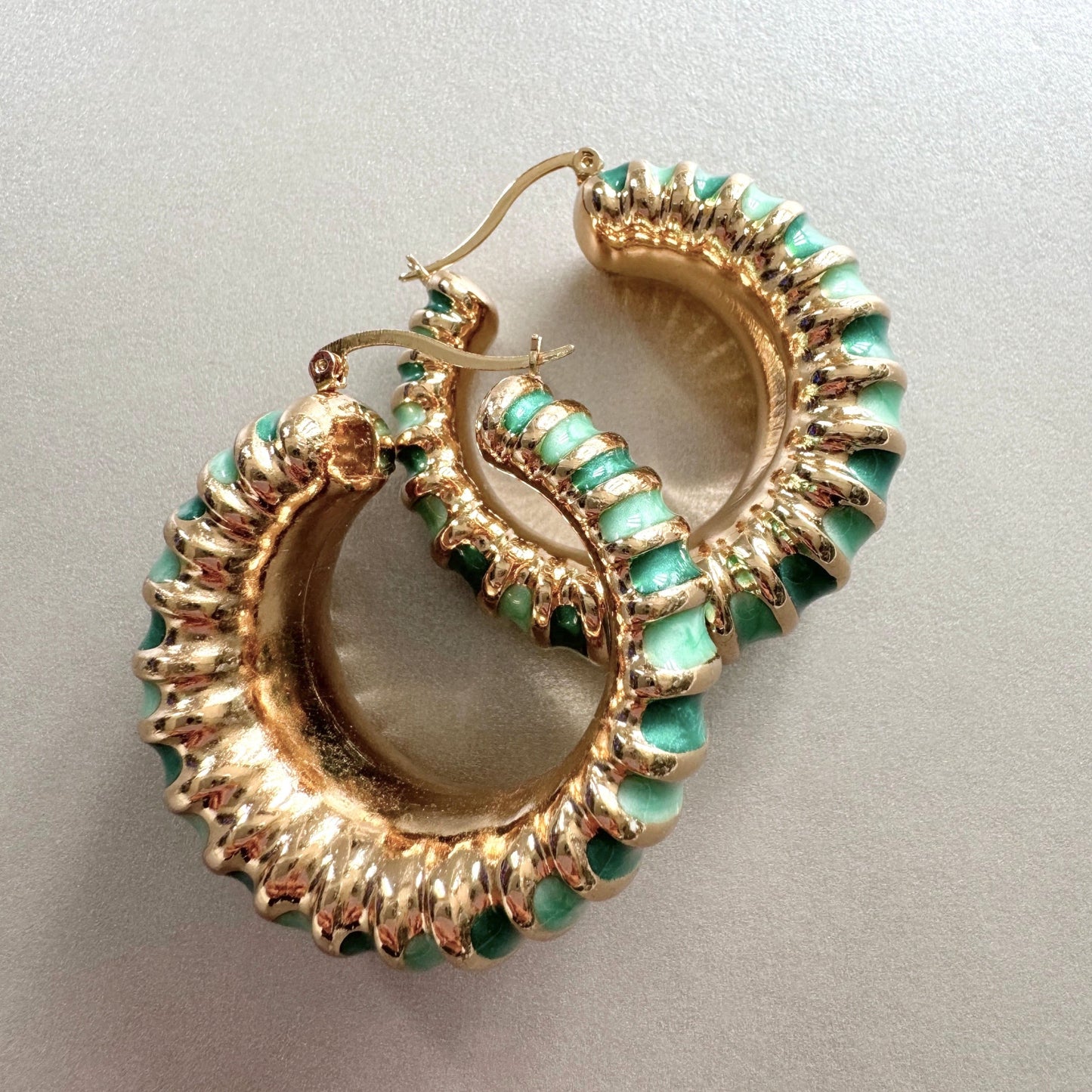 Addison Large Enamel Turquoise Hoops
