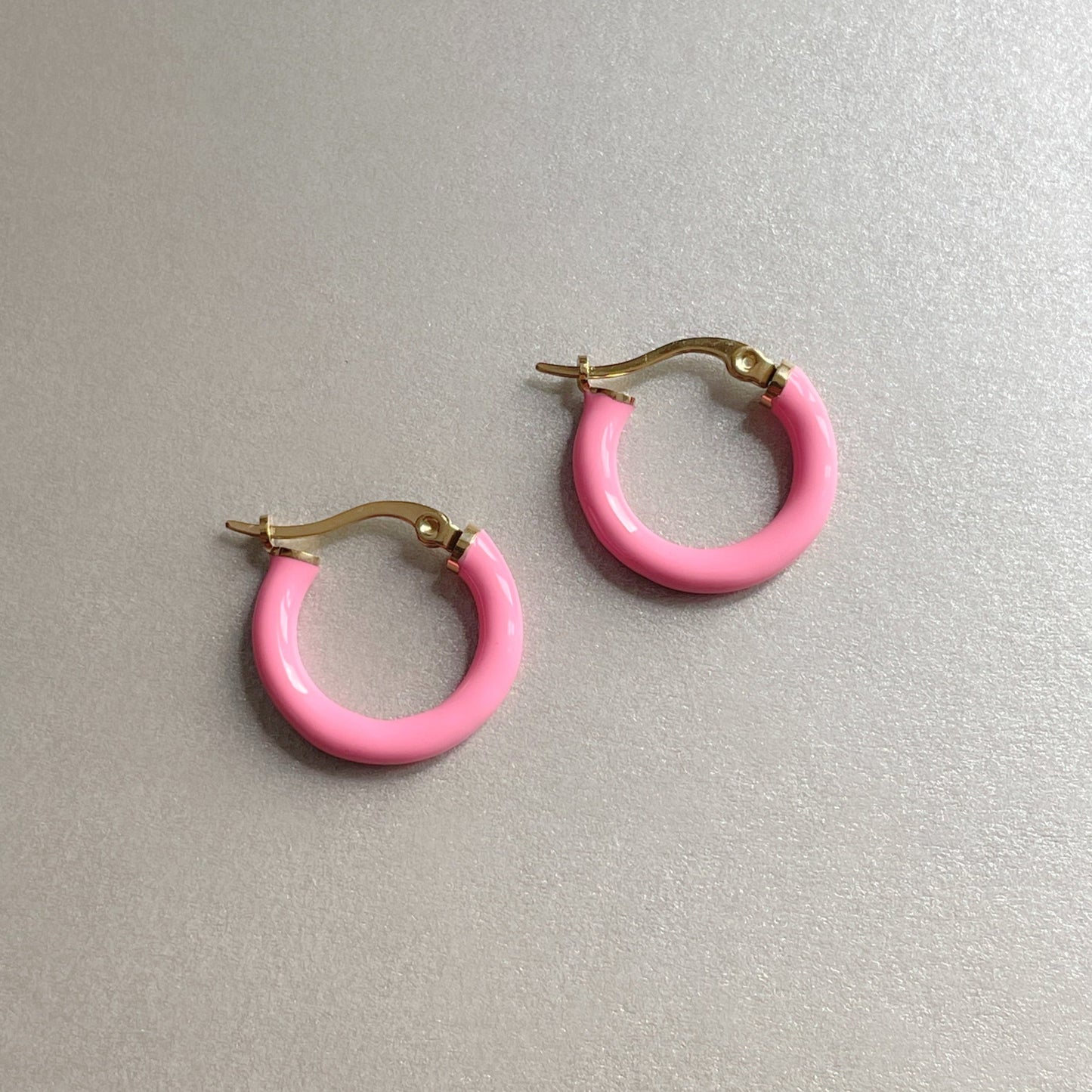 Anais Luxe 18k Gold Plated Pink Hoops