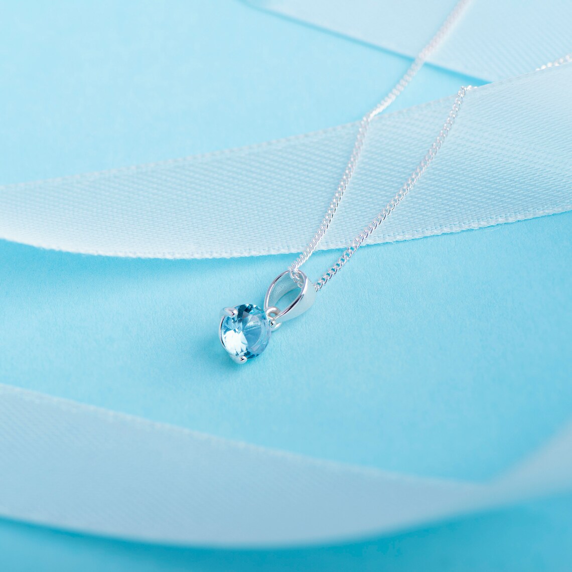 March Birthstone Pendant Necklace