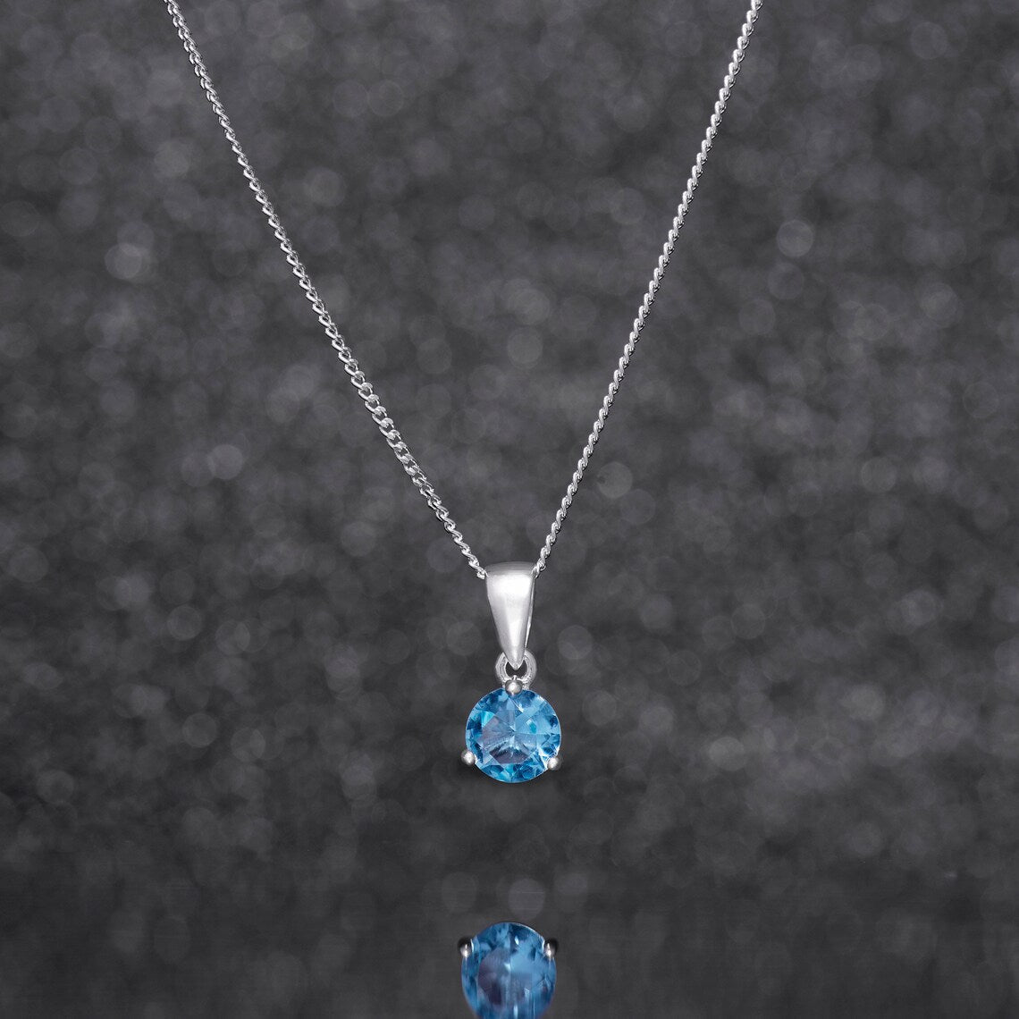 March Birthstone Pendant Necklace