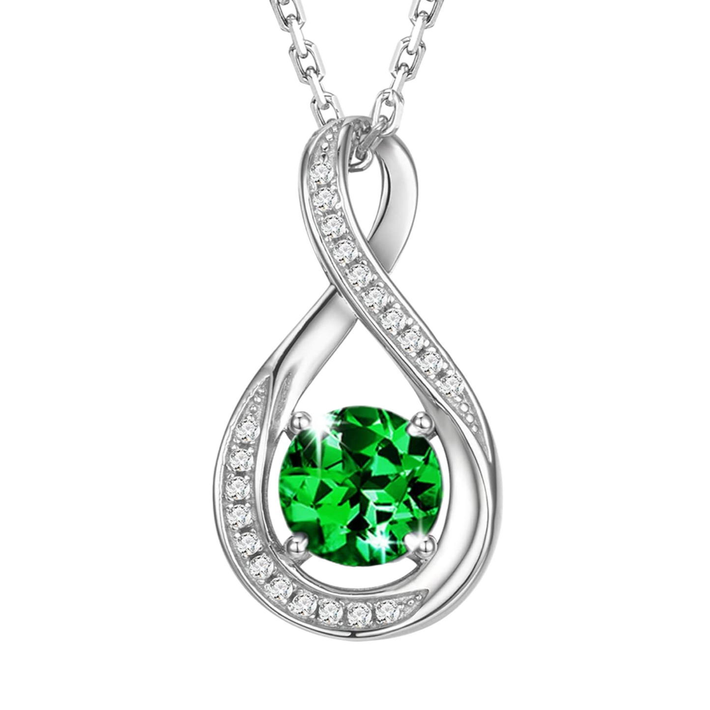 May Birthstone Infinity Pendant Necklace