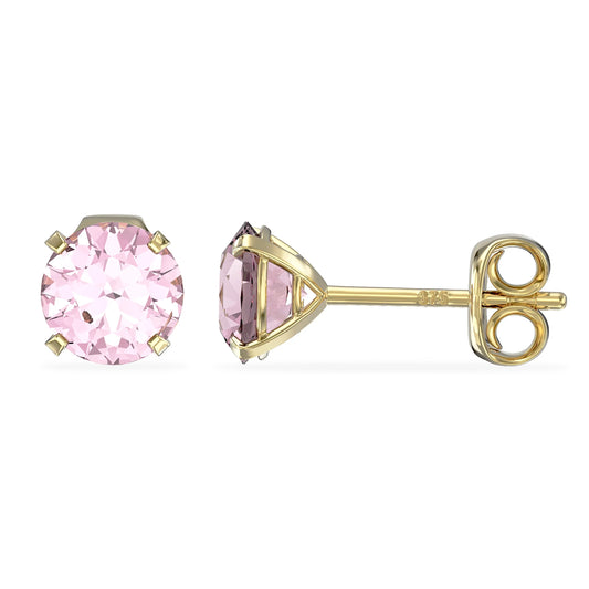 October Birthstone Pink Tourmaline Stud Earrings