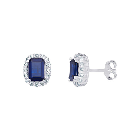 Oval Halo Sapphire Statement Earrings