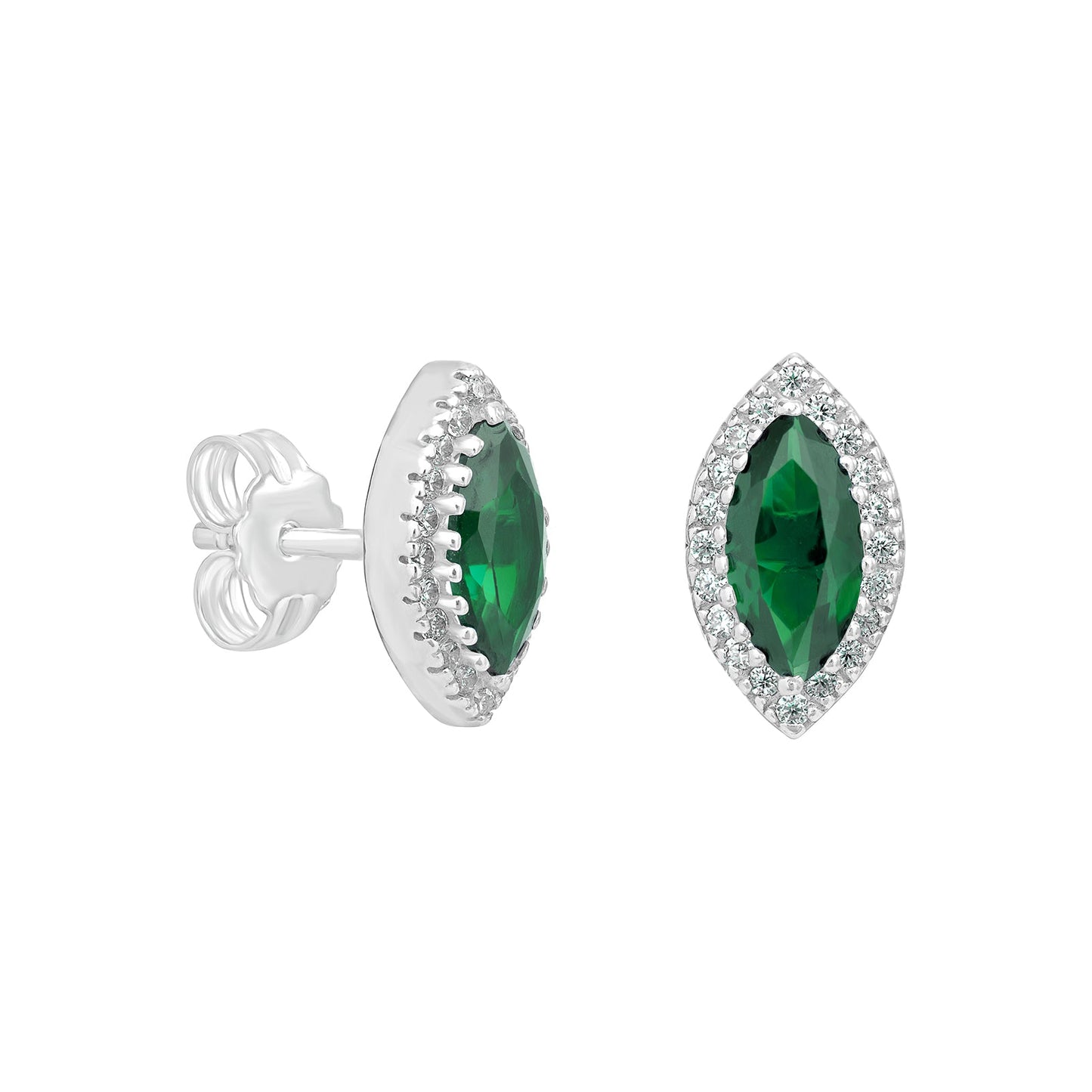 Oval Emerald Halo Earrings