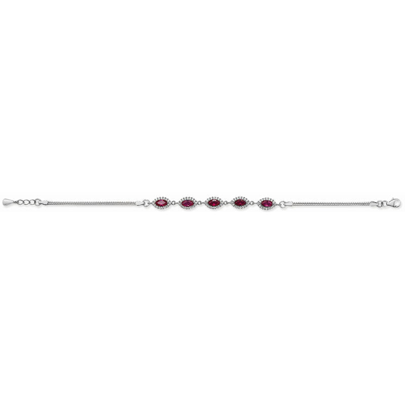 Oval Ruby Cubic Zirconia Halo Bracelet