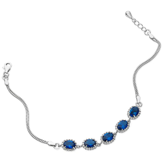 Oval Sapphire Cubic Zirconia Halo Bracelet