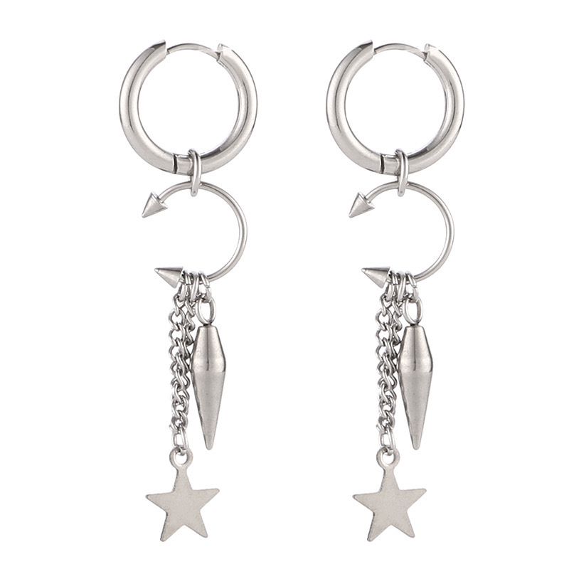 Aelin Statement Dangle  Star Charm Hoop Earrings