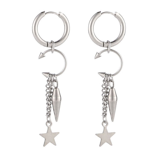 Aelin Statement Dangle  Star Charm Hoop Earrings