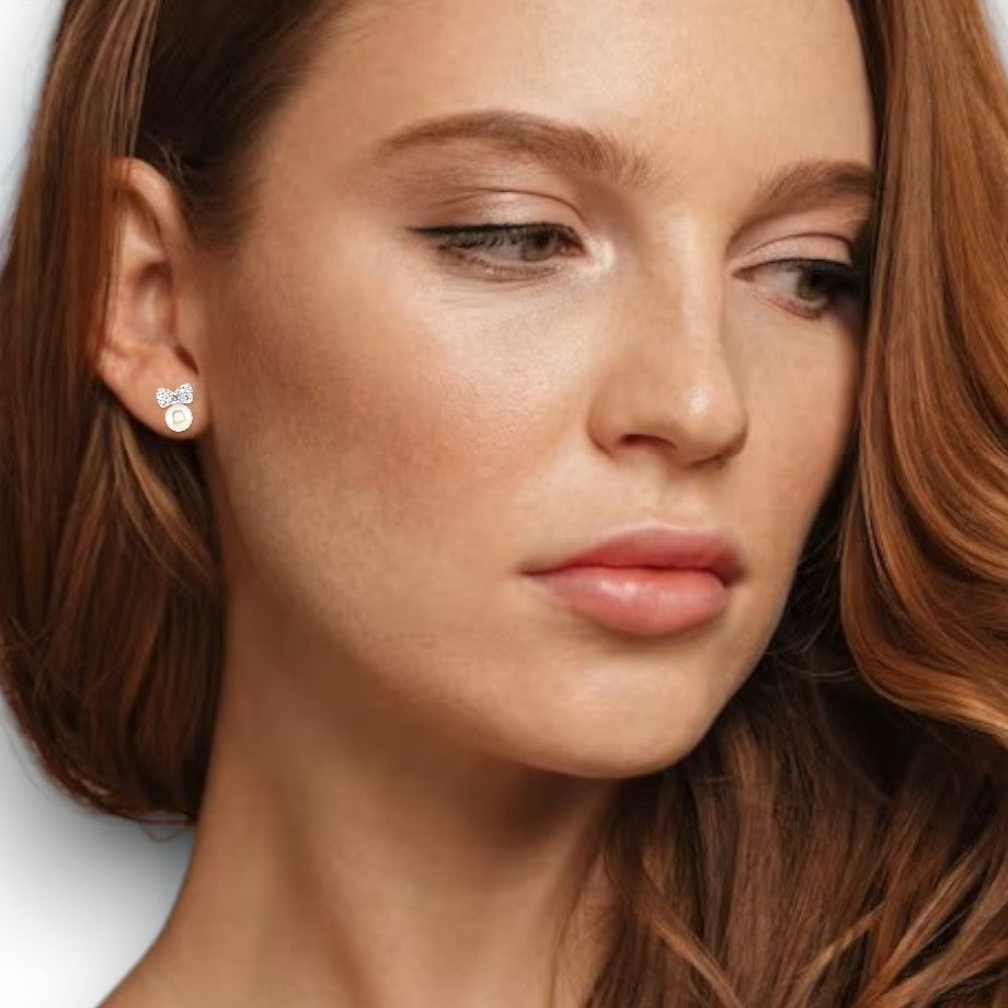 Pearl Bow Stud Earrings