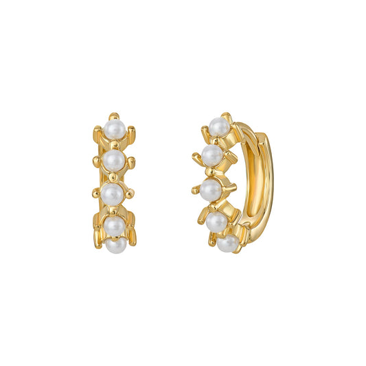 Pearl Huggie Hoops