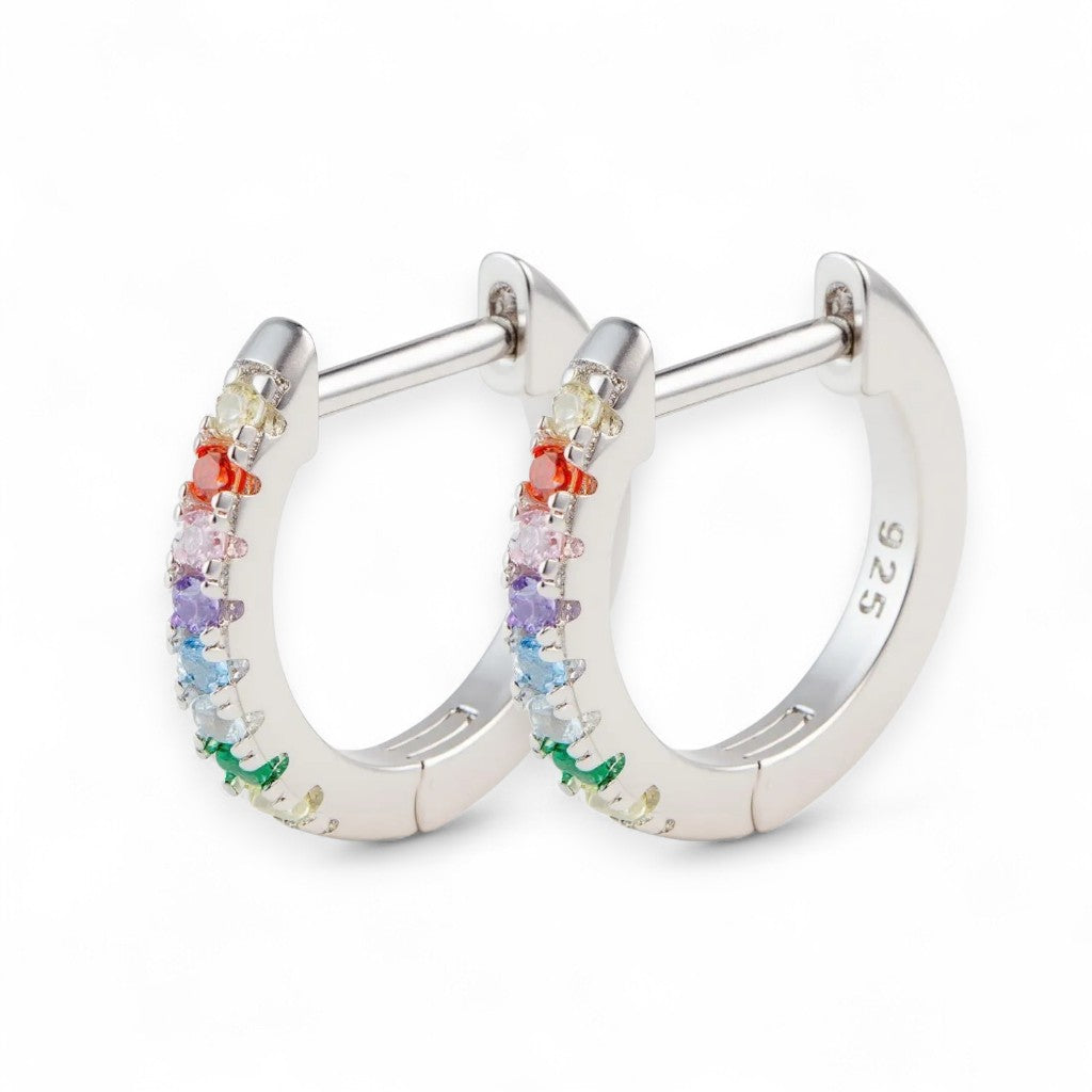 Rainbow Huggie Hoops