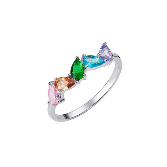 Rainbow Pear Drop Ring