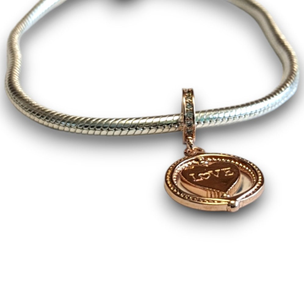 Spinning LOVE Heart Dangle Charm