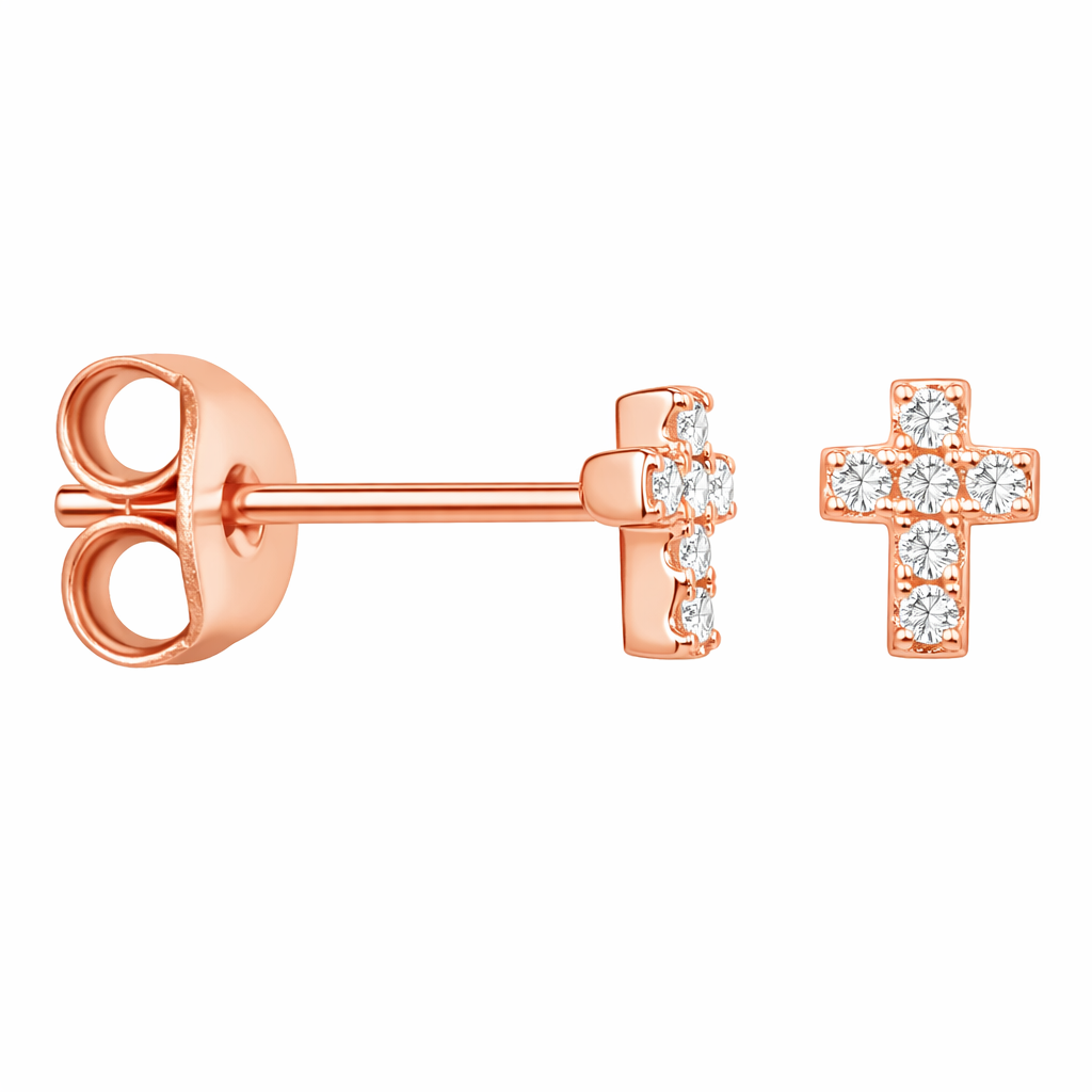 Cubic Zirconia Cross Stud Earrings