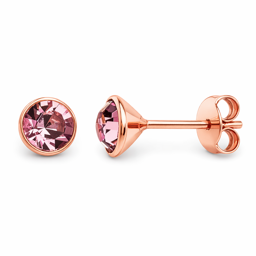 Pink Tourmaline Cubic Zirconia Stud Earrings