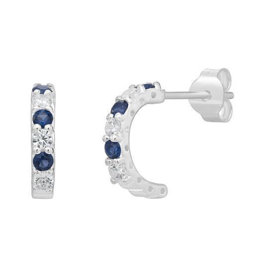 Sapphire Half Hoop Earrings