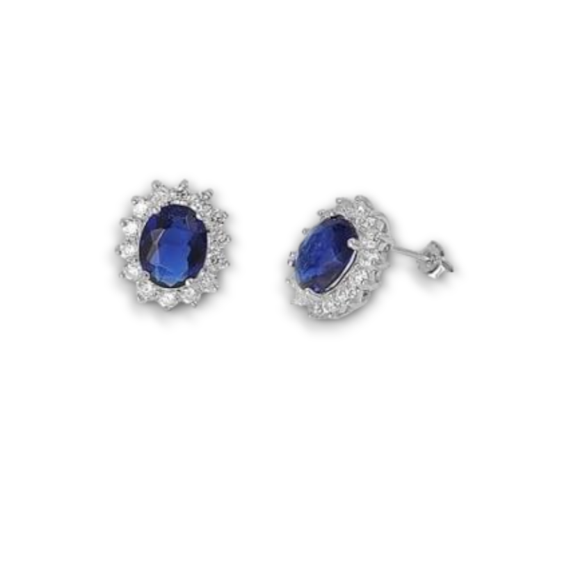 Sapphire Cubic Zirconia Flower Earrings