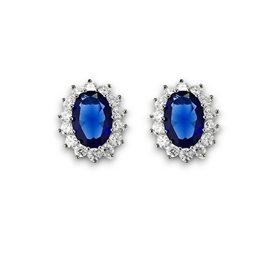 Sapphire Cubic Zirconia Flower Earrings