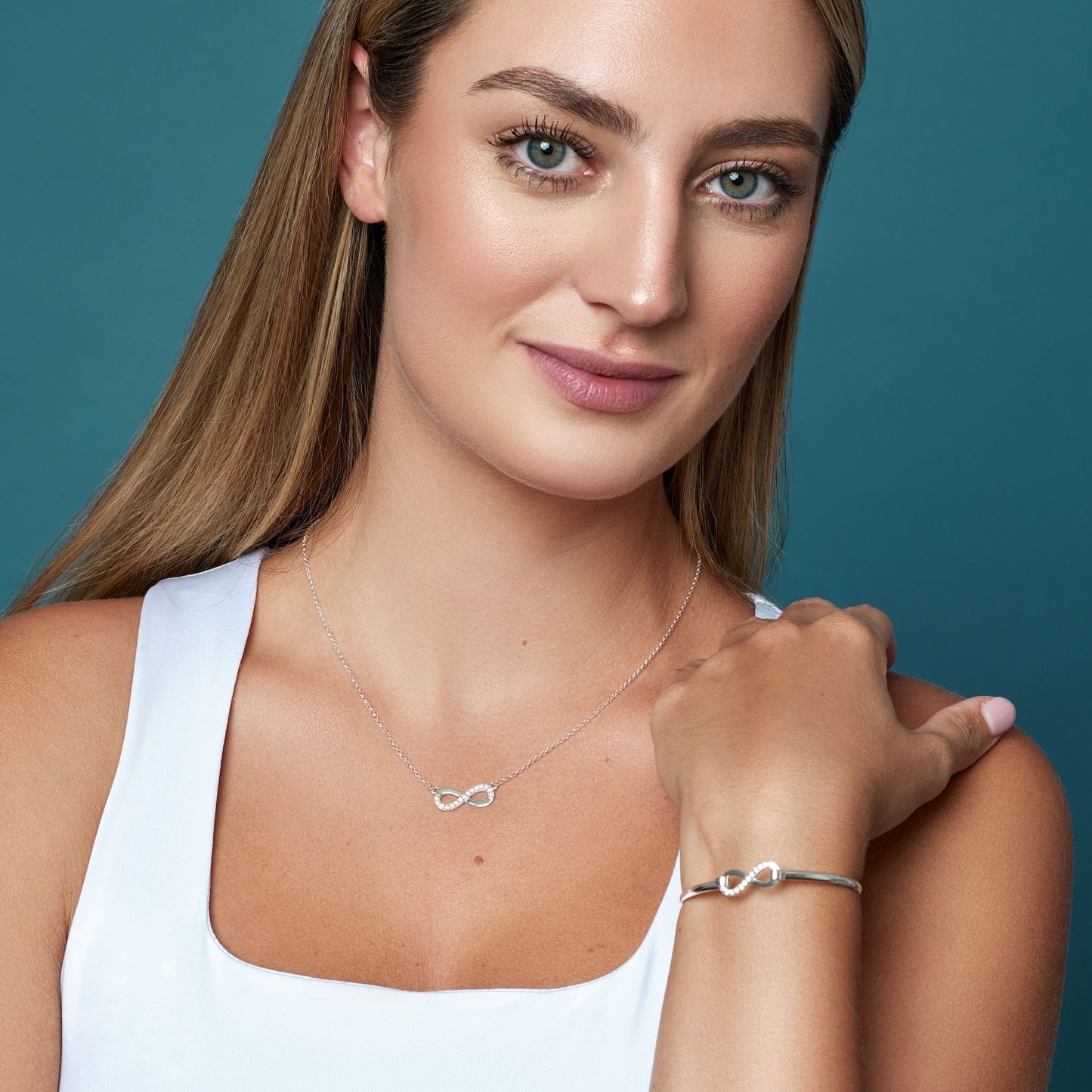 Cubic Zirconia Infinity Bangle