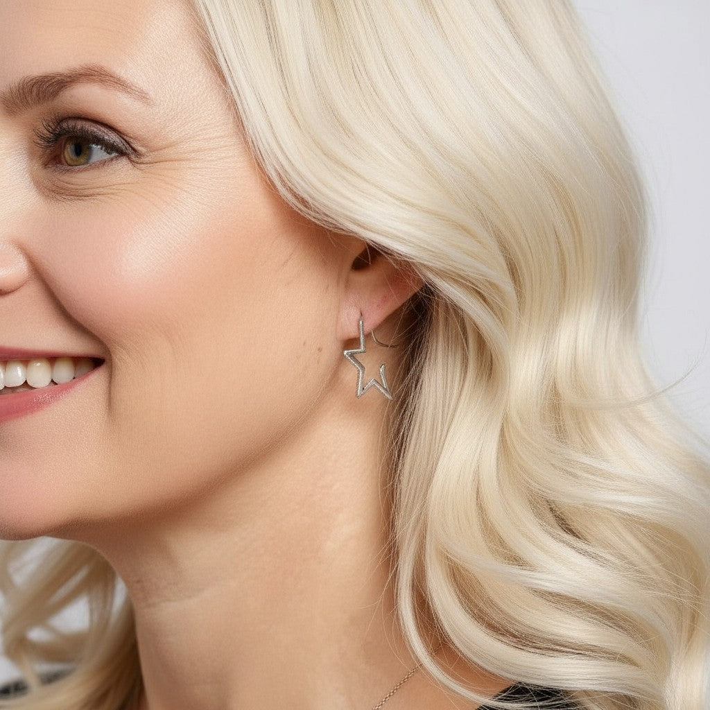 Cubic Zirconia Star Hoops