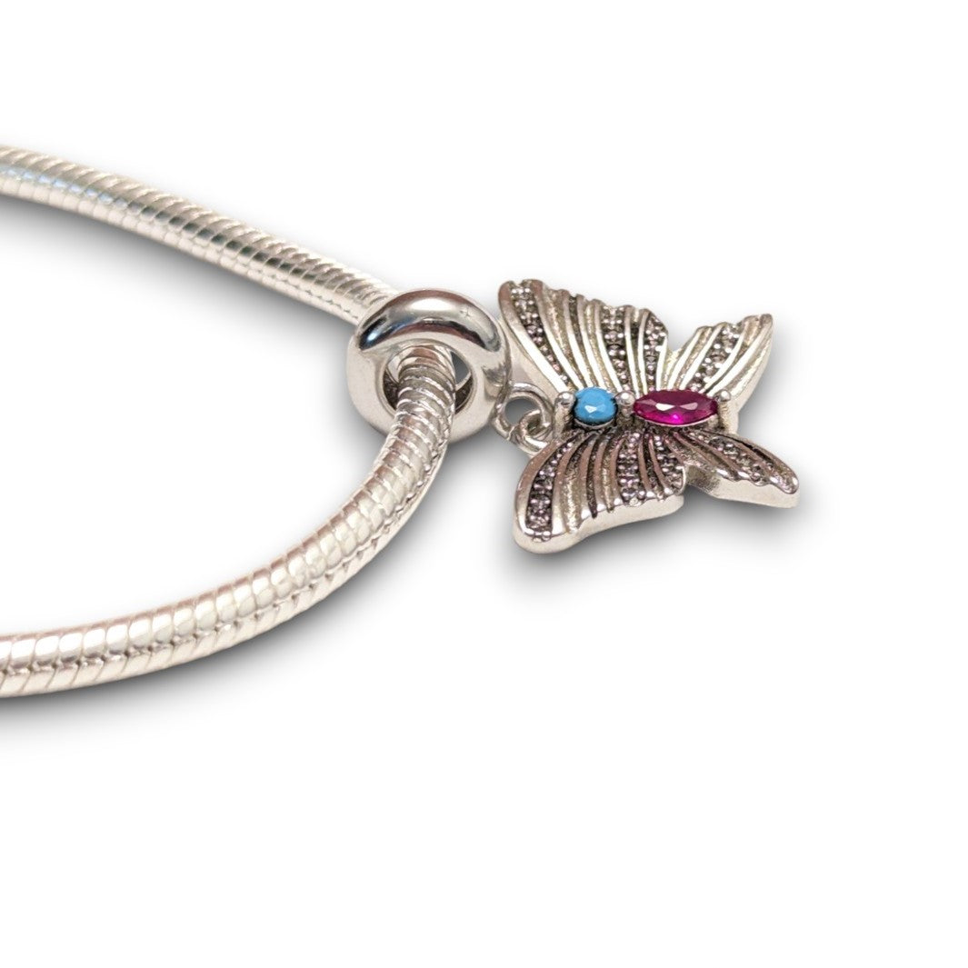 Silver Butterfly Dangle Charm
