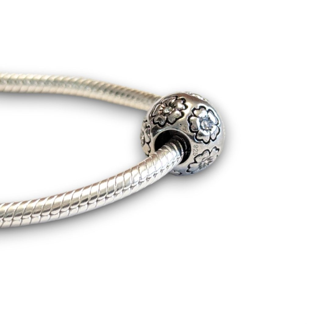 Cubic Zirconia Flower Bead Charm