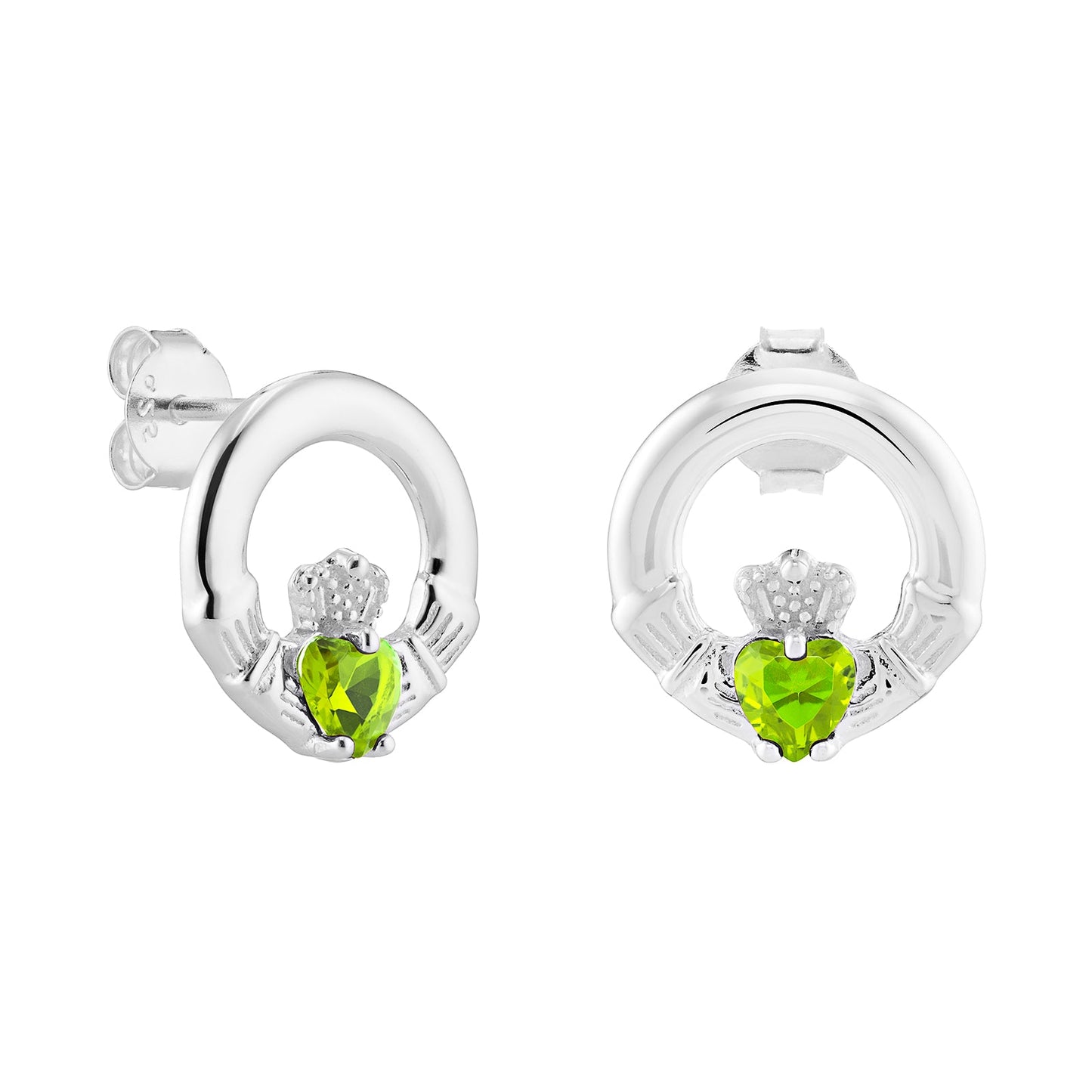 August Birthstone Claddagh Earrings