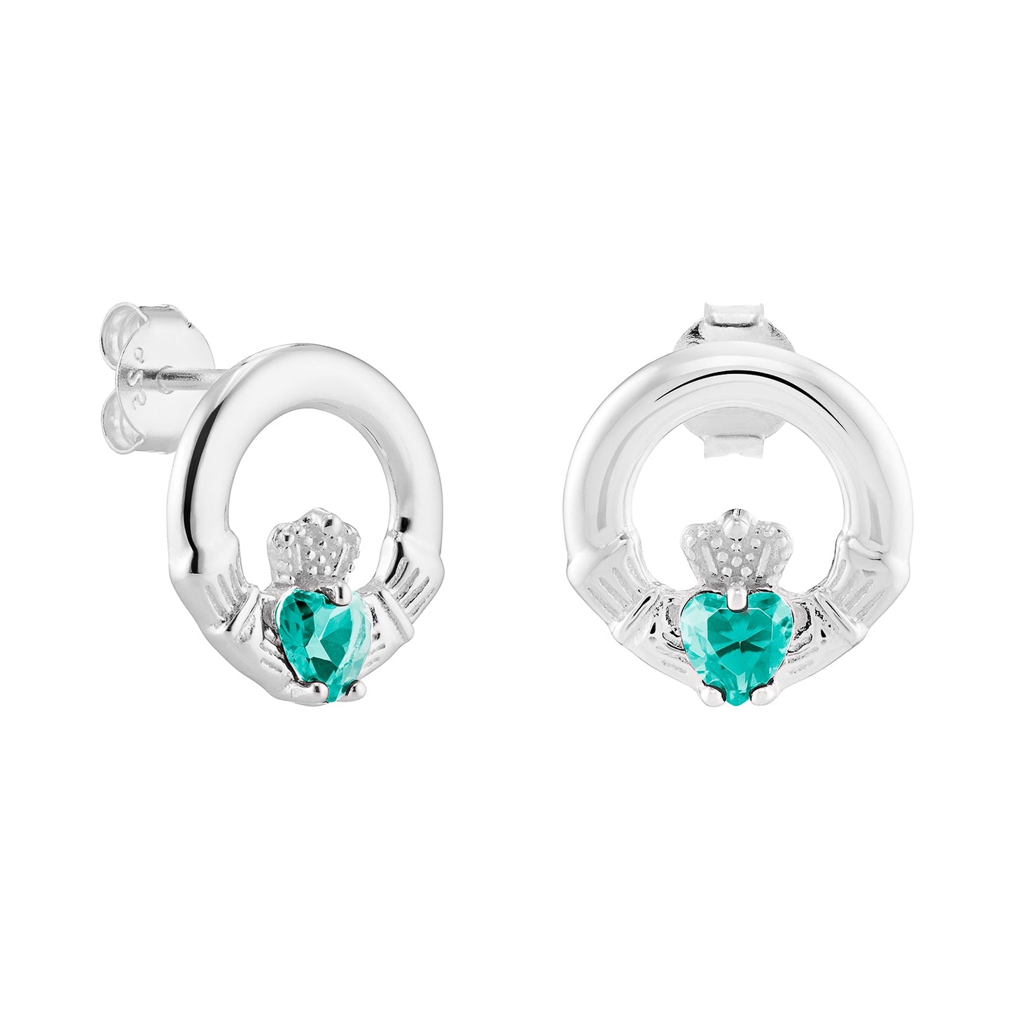 December Birthstone Claddagh Earrings