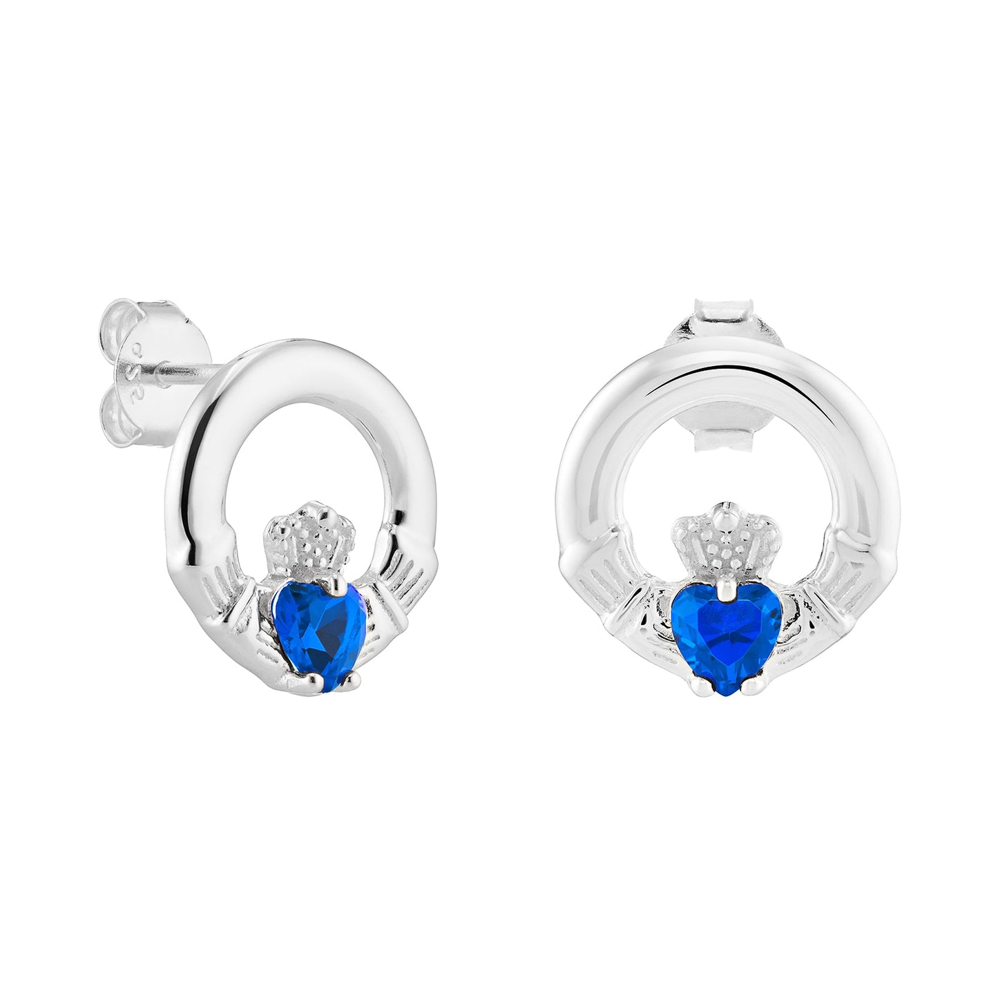 September Birthstone Claddagh Earrings