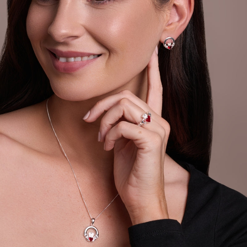 January Birthstone Claddagh Jewellery Set