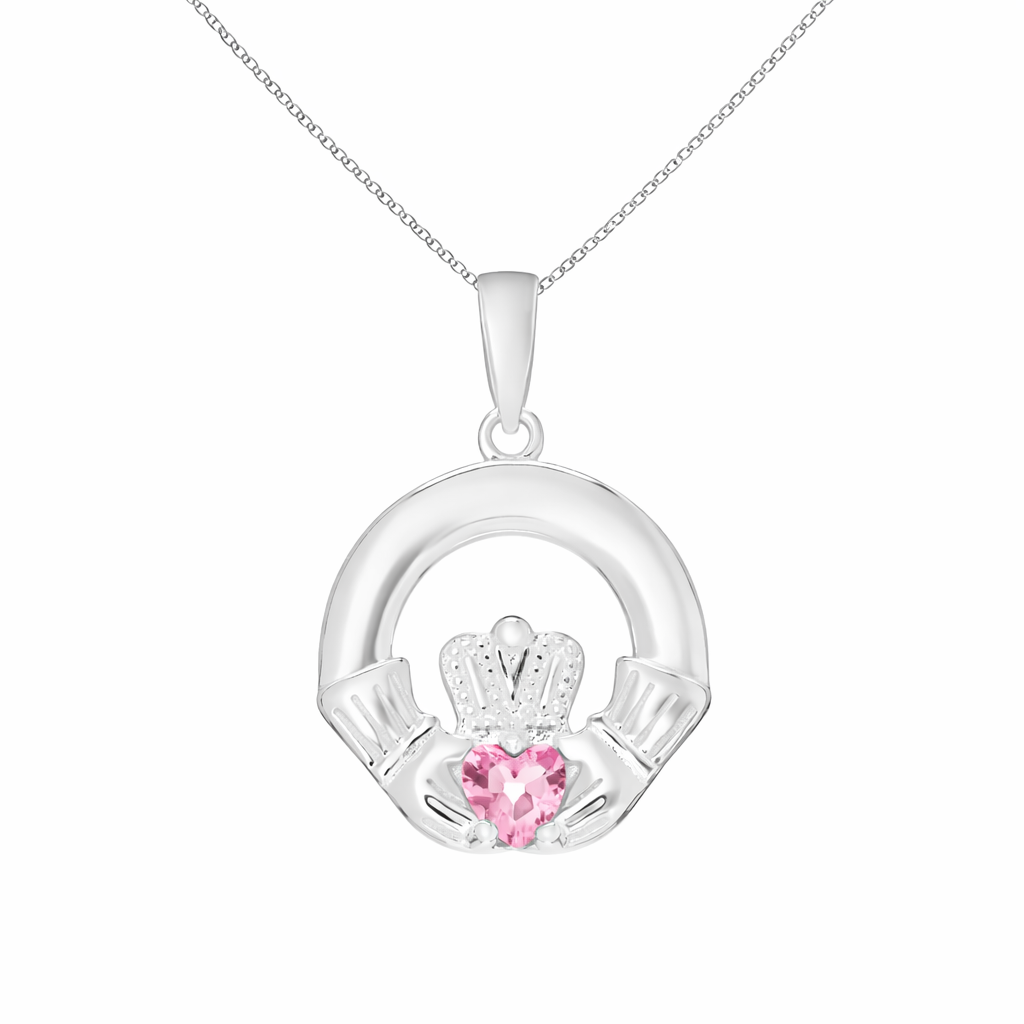 October Birthstone Claddagh Pendant Necklace