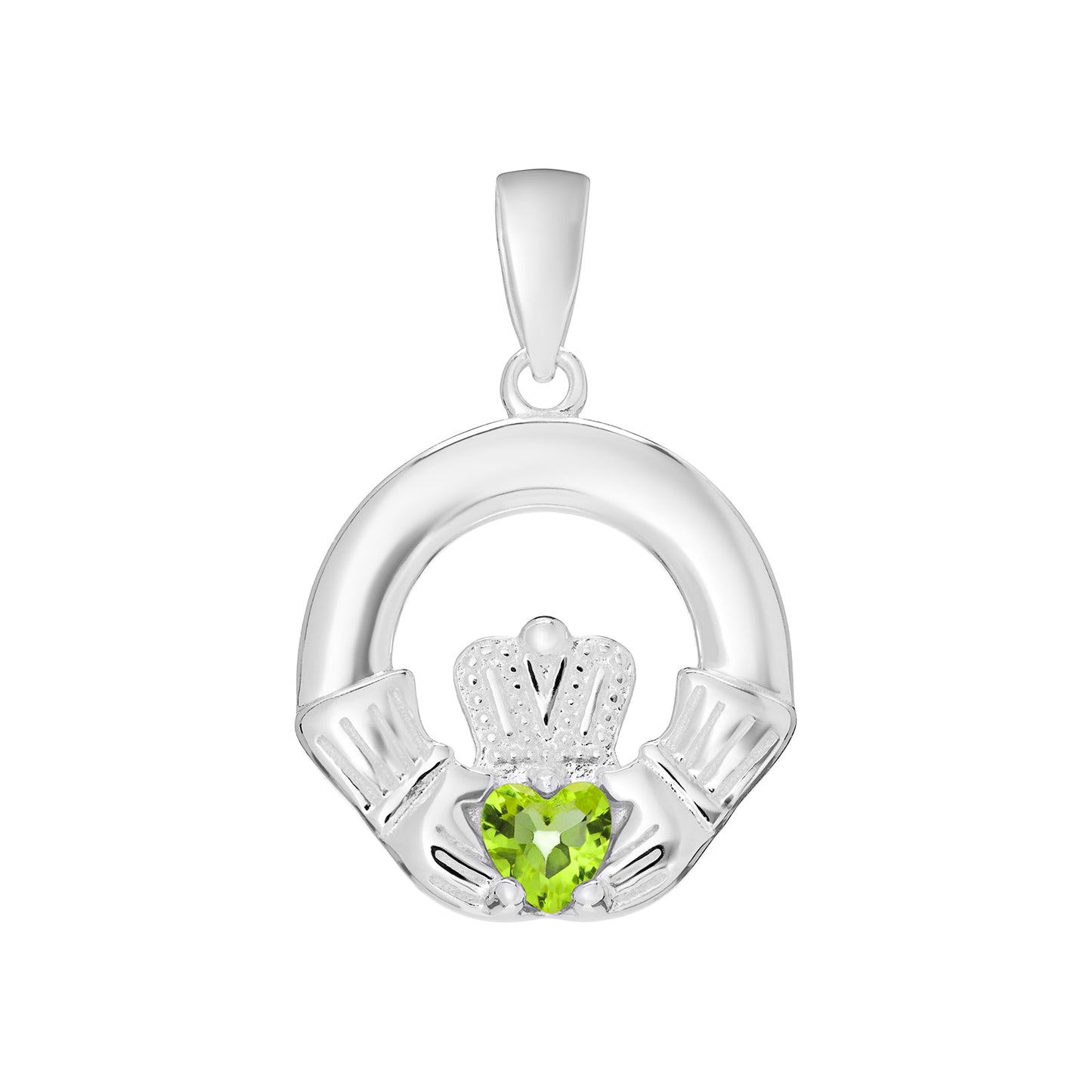 August Birthstone Claddagh Pendant Necklace