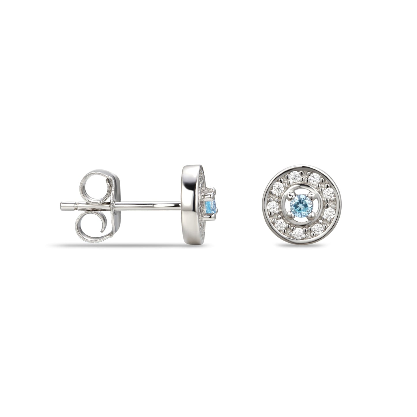 March Cubic Zirconia Birthstone Stud Earrings
